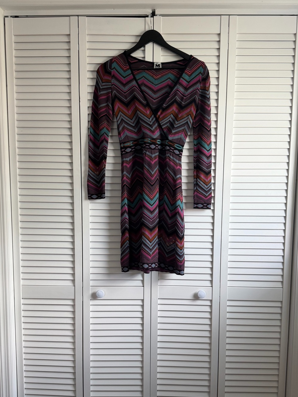 M MISSONI Zig-Zag Patterned Dress in Multicolor Black